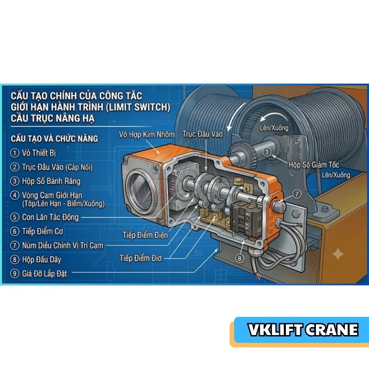 Cách Đấu Cảm Biến Giới Hạn Hành Trình Vào Tủ Điện Cầu Trục A-Z